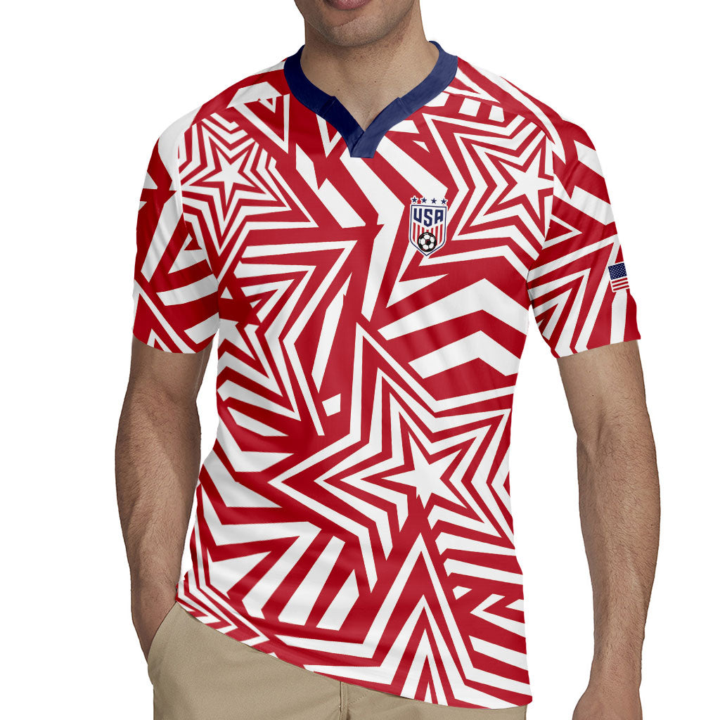 Custom Soccer 2026 USA Rugby Jersey Red Star Stylized