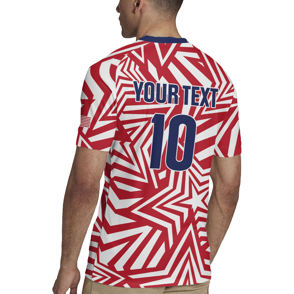 Custom Soccer 2026 USA Rugby Jersey Red Star Stylized