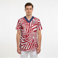 Custom Soccer 2026 USA Scrub Top Red Star Stylized
