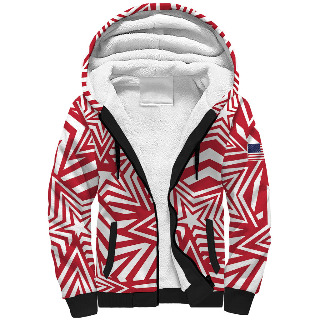 Custom Soccer 2026 USA Sherpa Hoodie Red Star Stylized