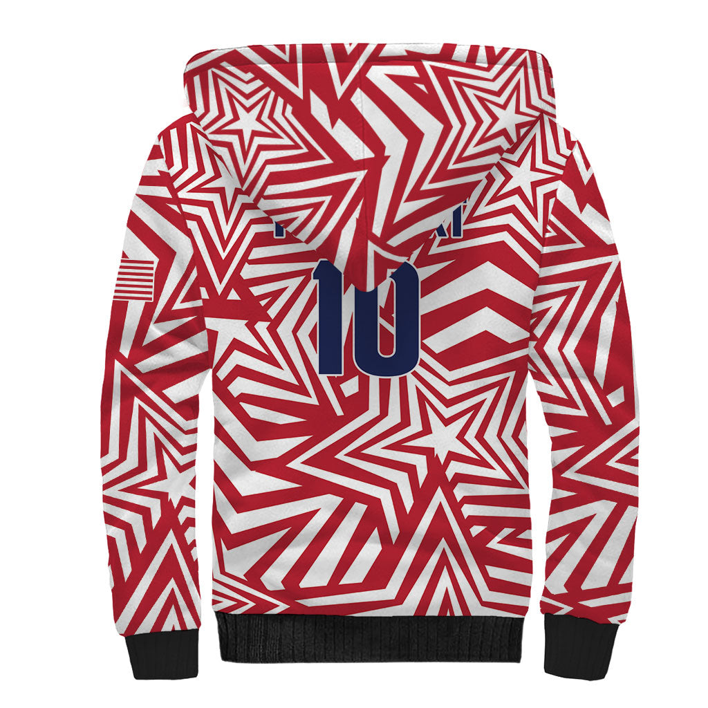 Custom Soccer 2026 USA Sherpa Hoodie Red Star Stylized