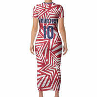 Custom Soccer 2026 USA Short Sleeve Bodycon Dress Red Star Stylized