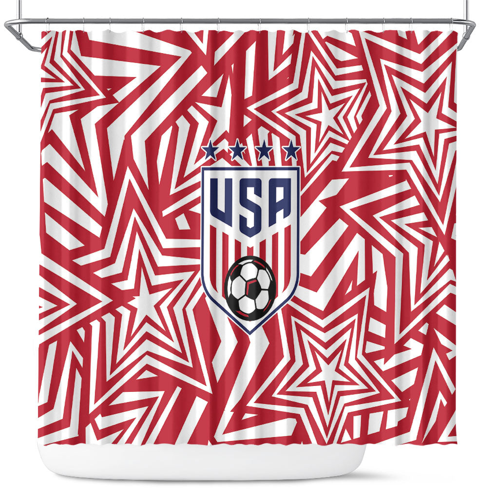 Soccer 2026 USA Shower Curtain Red Star Stylized