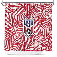 Soccer 2026 USA Shower Curtain Red Star Stylized