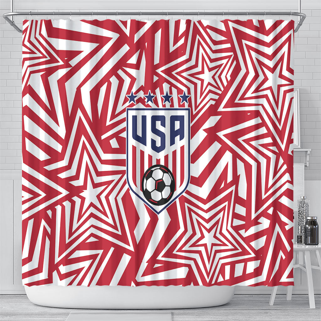 Soccer 2026 USA Shower Curtain Red Star Stylized