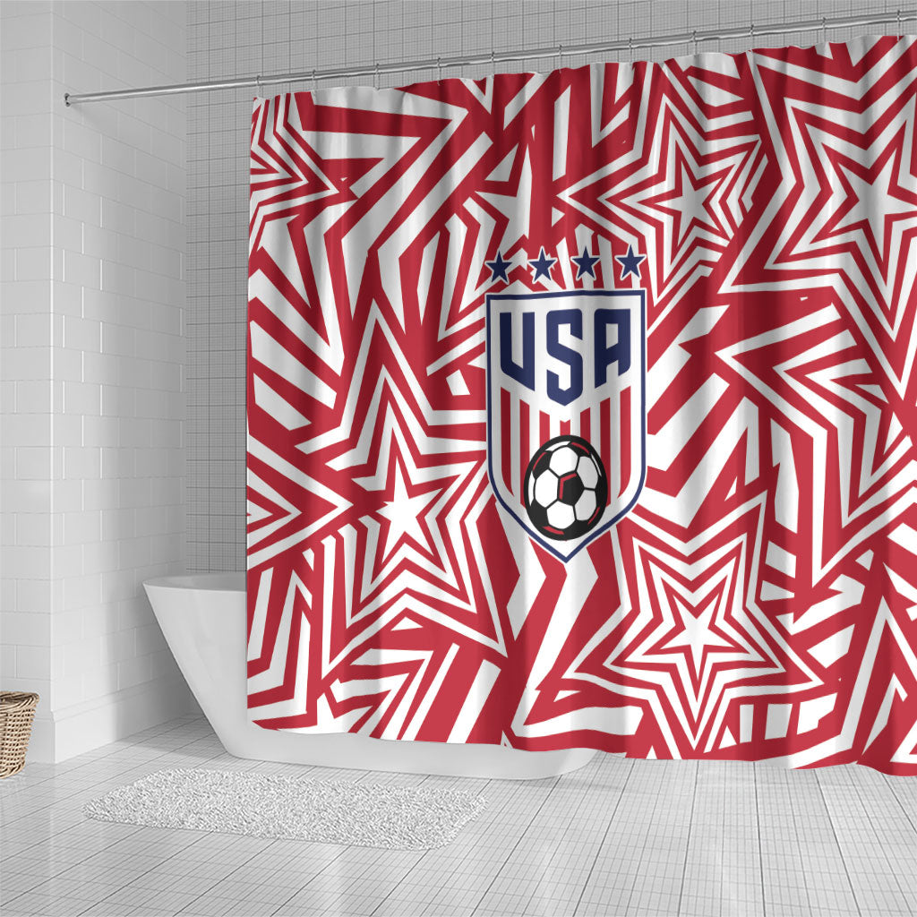Soccer 2026 USA Shower Curtain Red Star Stylized