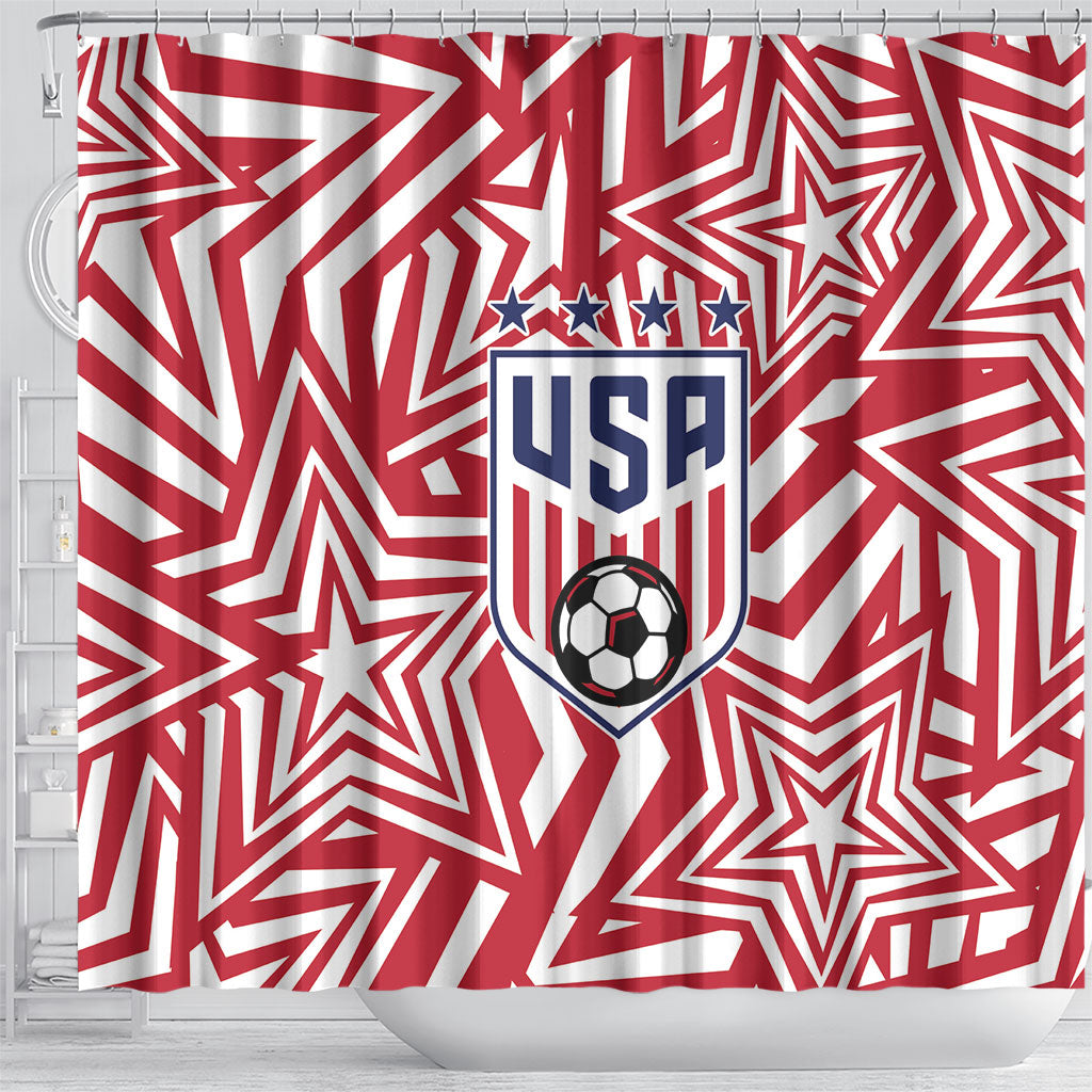 Soccer 2026 USA Shower Curtain Red Star Stylized