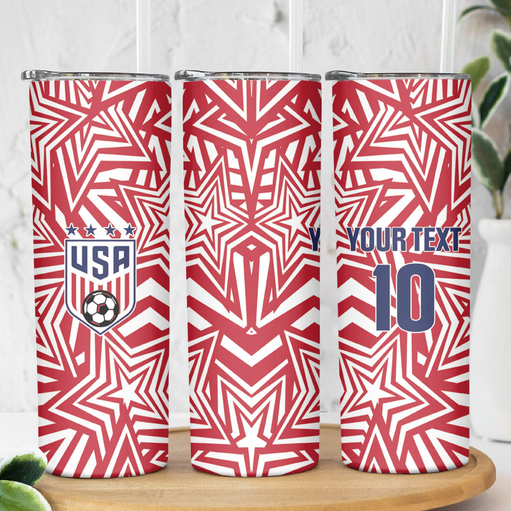 Custom Soccer 2026 USA Skinny Tumbler Red Star Stylized