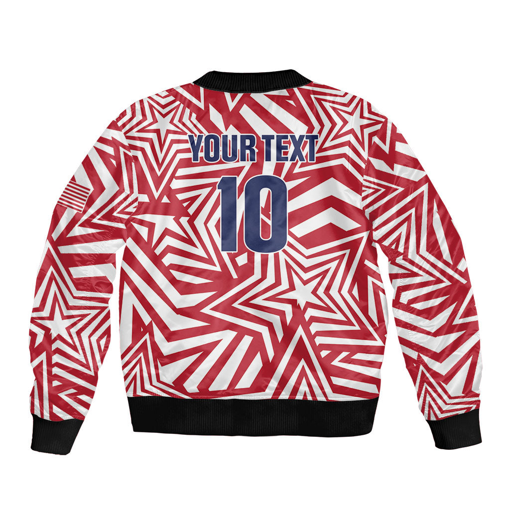 Custom Soccer 2026 USA Sleeve Zip Bomber Jacket Red Star Stylized