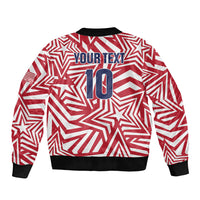 Custom Soccer 2026 USA Sleeve Zip Bomber Jacket Red Star Stylized