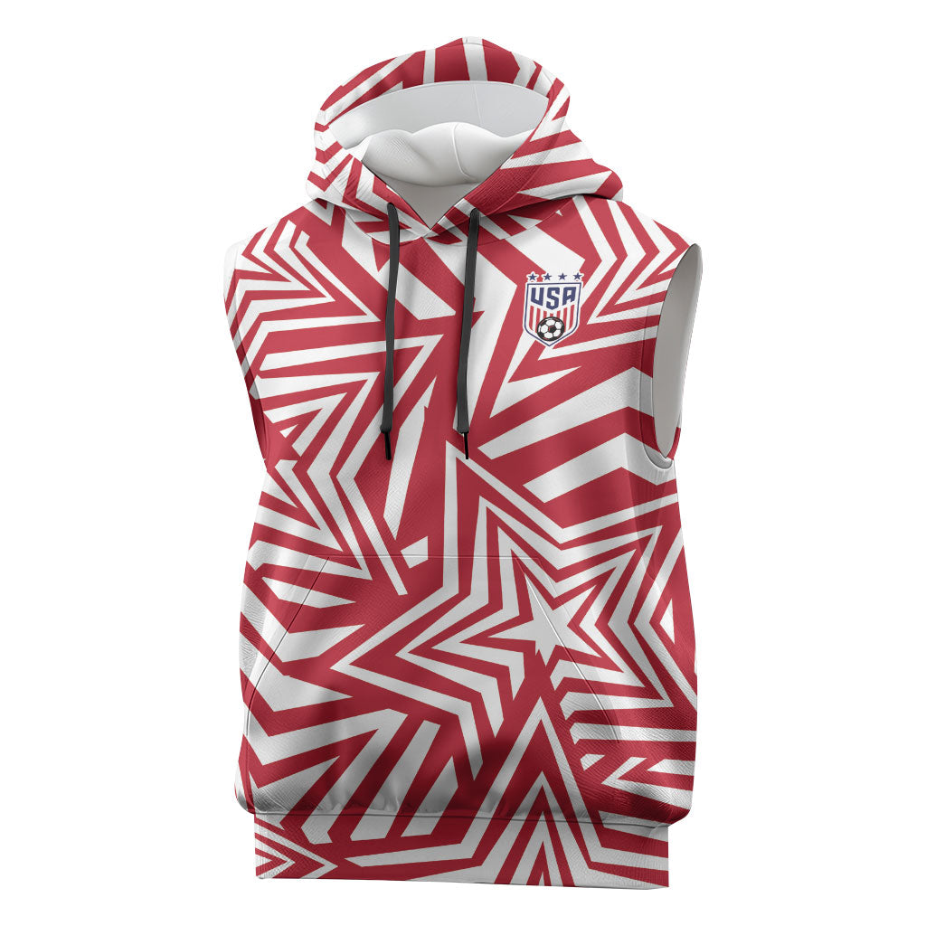 Custom Soccer 2026 USA Sleeveless Hoodie Red Star Stylized