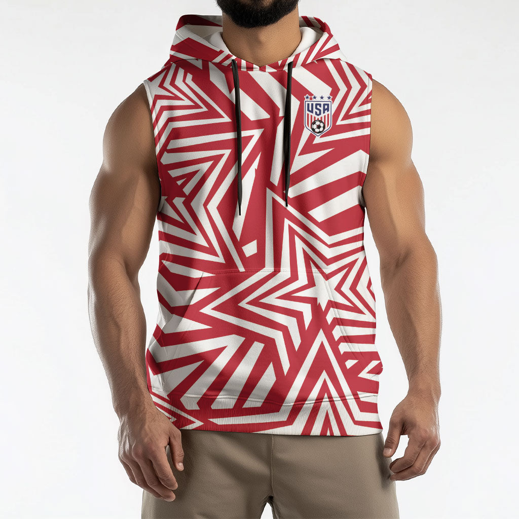 Custom Soccer 2026 USA Sleeveless Hoodie Red Star Stylized