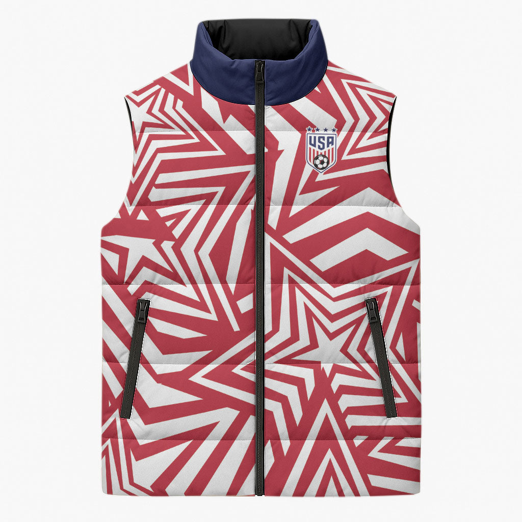 Custom Soccer 2026 USA Sleeveless Puffer Jacket Red Star Stylized