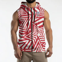 Custom Soccer 2026 USA Sleeveless Zip Hoodie Red Star Stylized