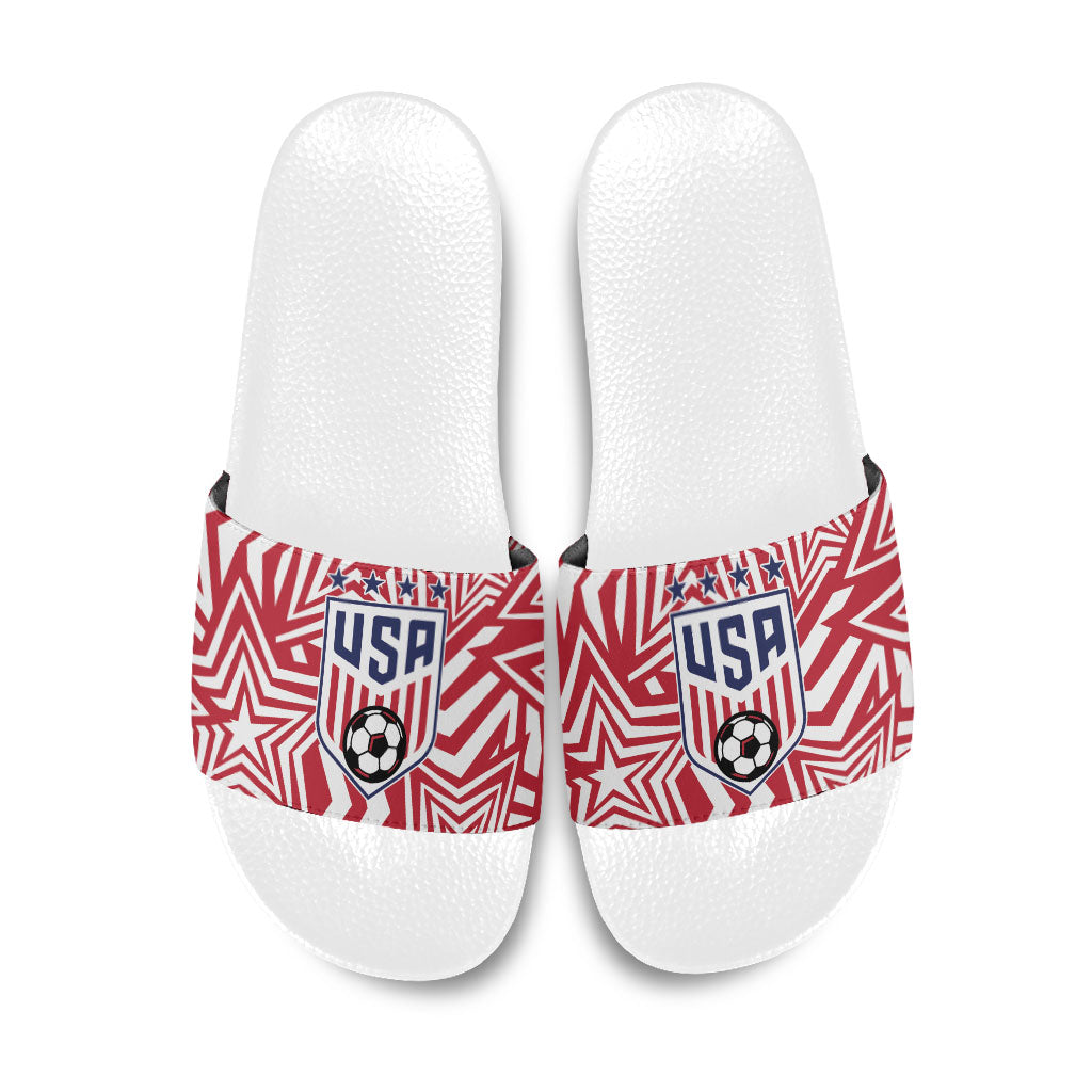 Soccer 2026 USA Slide Sandals Red Star Stylized