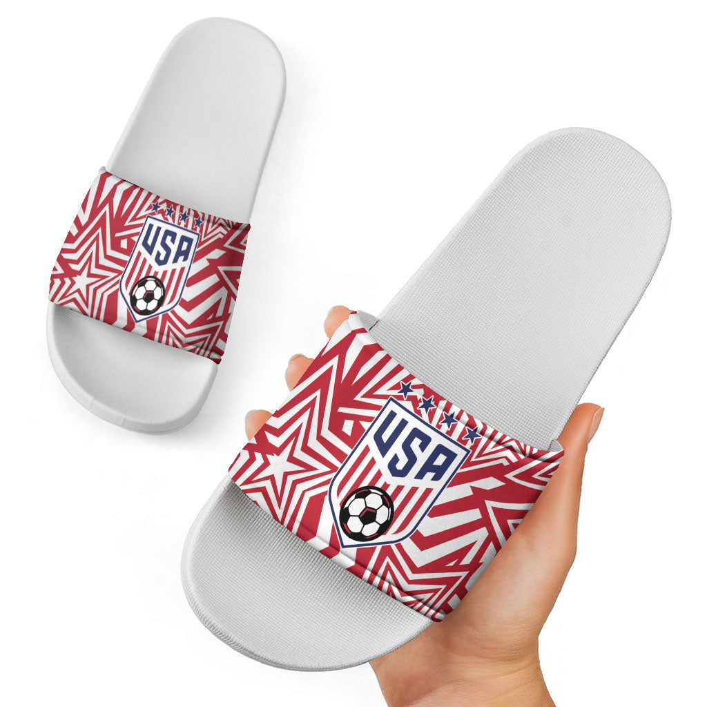 Soccer 2026 USA Slide Sandals Red Star Stylized