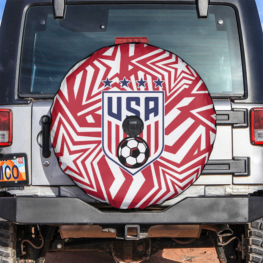 Soccer 2026 USA Spare Tire Cover Red Star Stylized