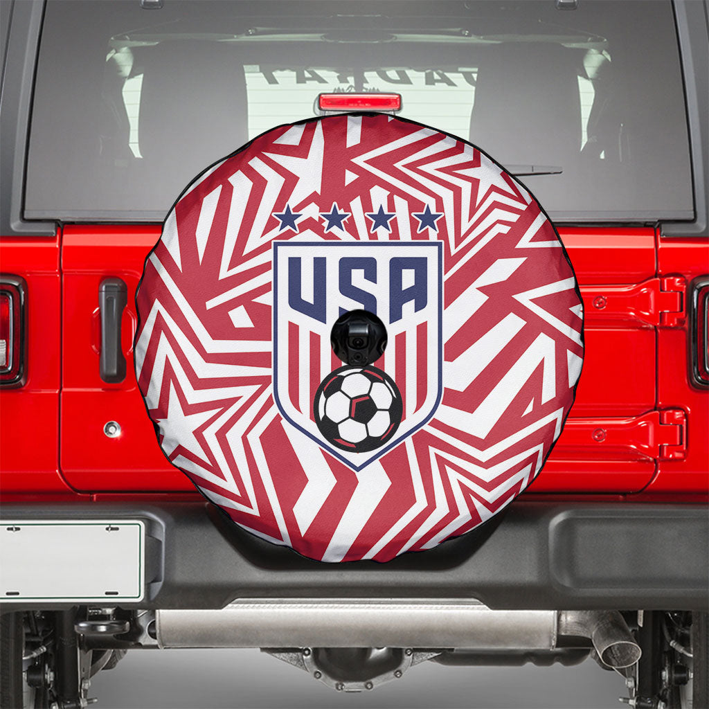 Soccer 2026 USA Spare Tire Cover Red Star Stylized