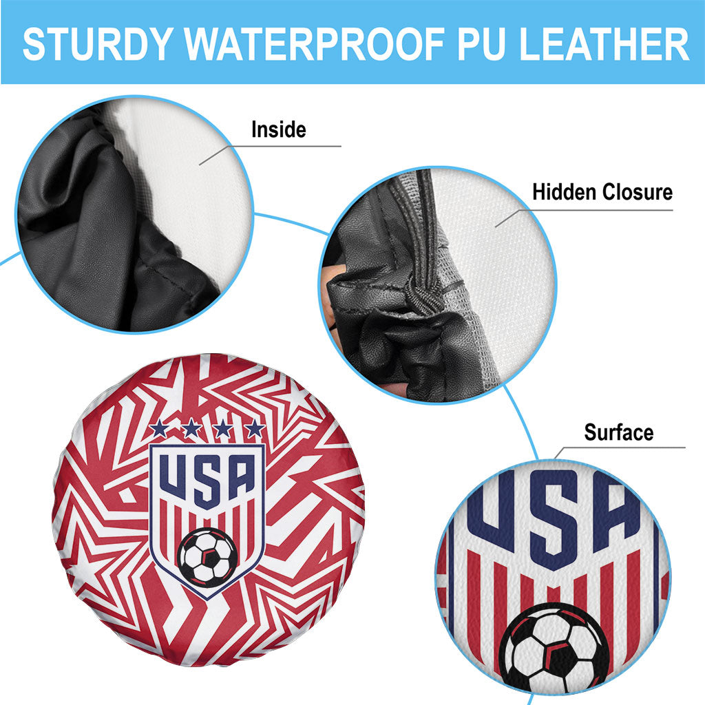 Soccer 2026 USA Spare Tire Cover Red Star Stylized
