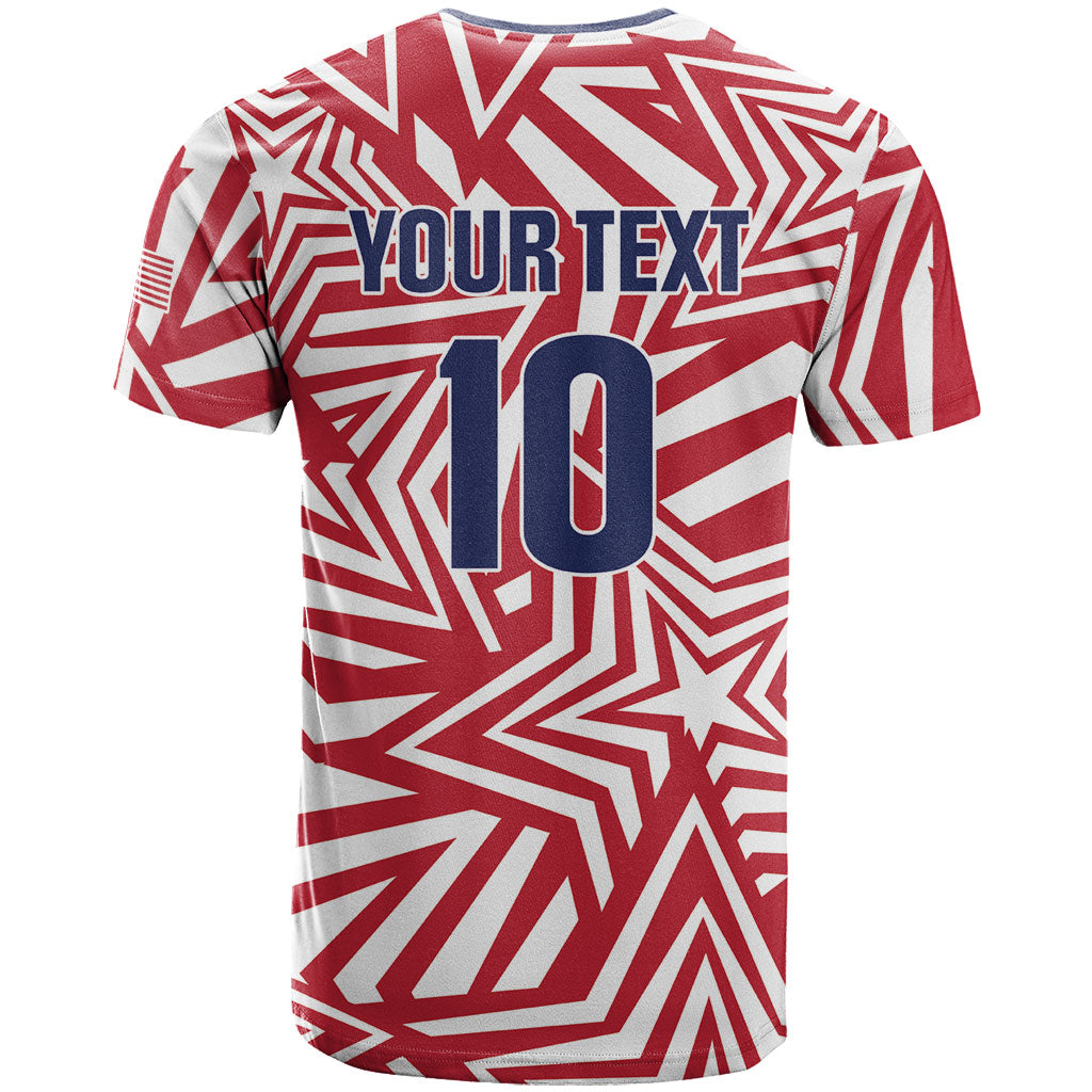 Custom Soccer 2026 USA T Shirt Red Star Stylized