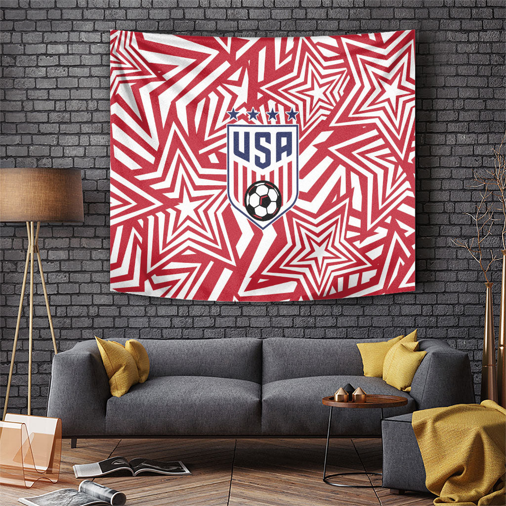 Soccer 2026 USA Tapestry Red Star Stylized