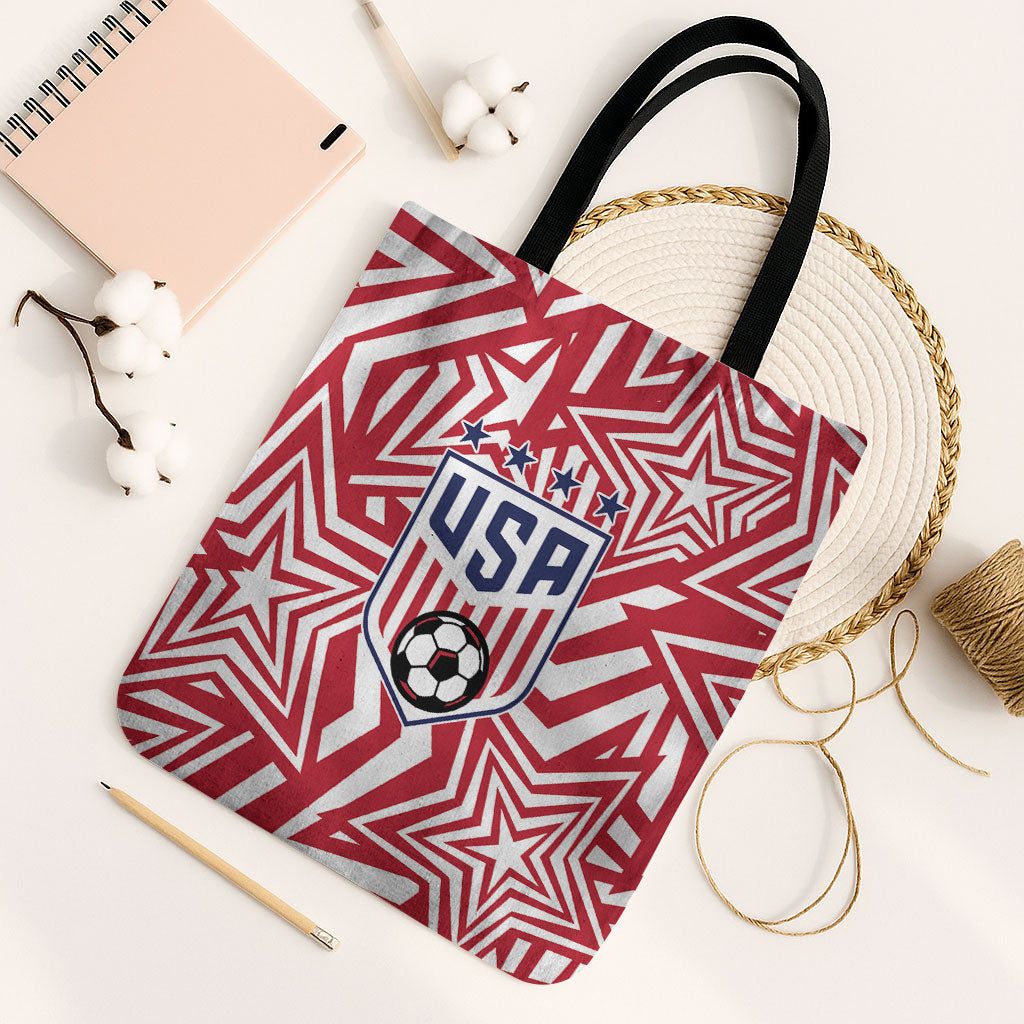 Soccer 2026 USA Tote Bag Red Star Stylized