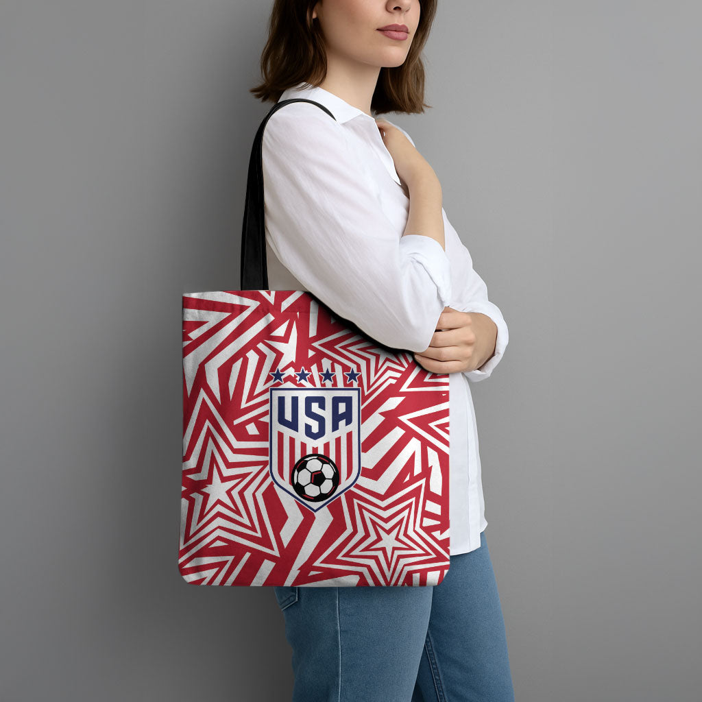 Soccer 2026 USA Tote Bag Red Star Stylized