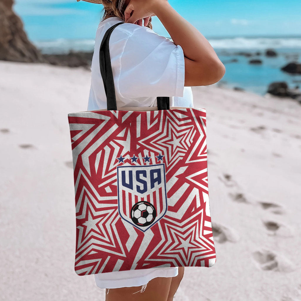 Soccer 2026 USA Tote Bag Red Star Stylized