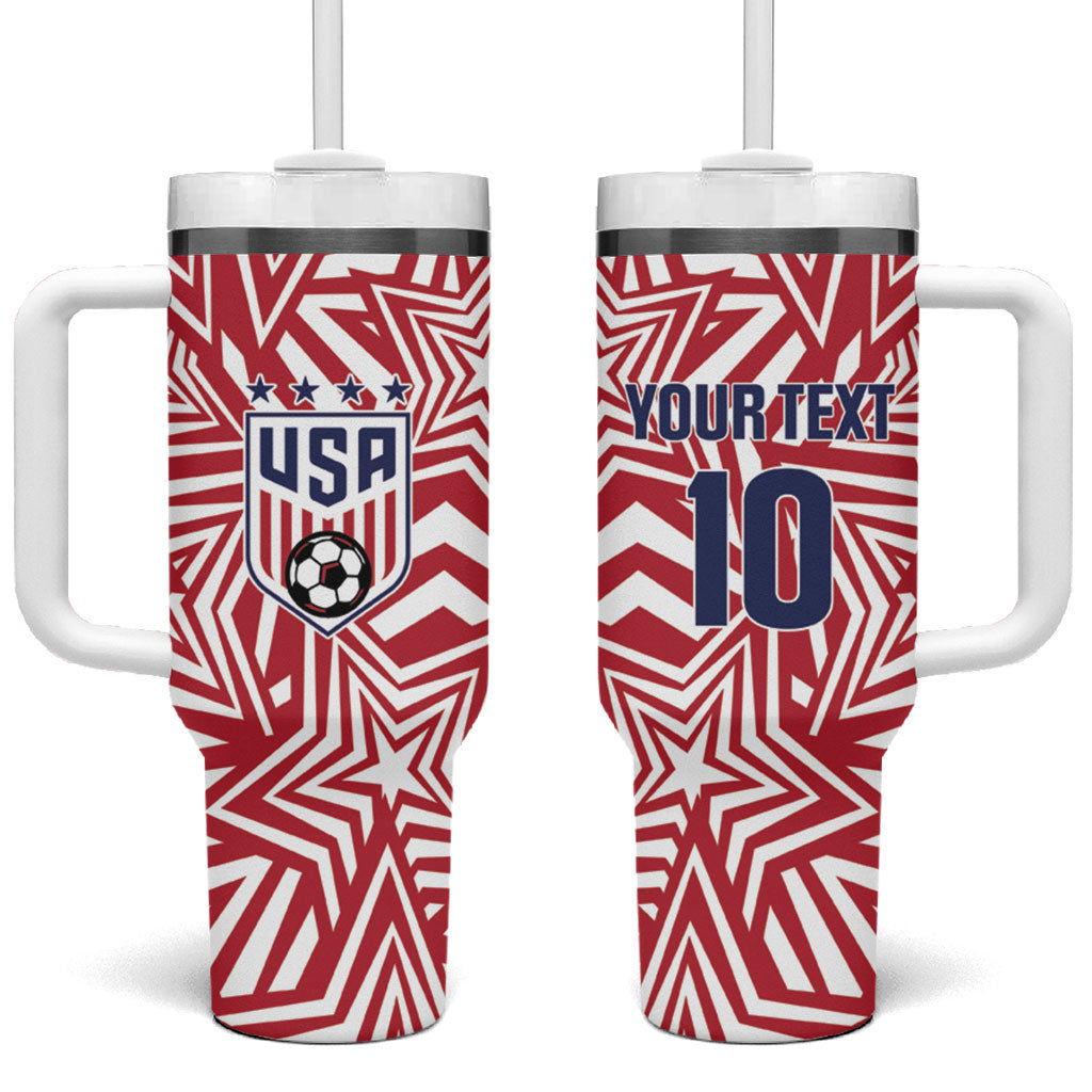 Custom Soccer 2026 USA Tumbler With Handle Red Star Stylized