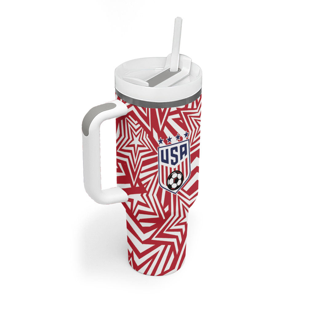 Custom Soccer 2026 USA Tumbler With Handle Red Star Stylized