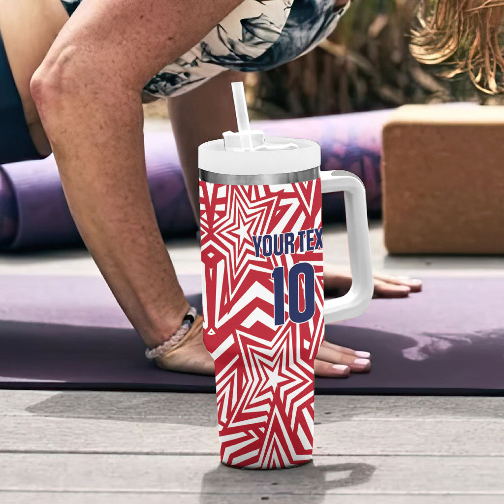 Custom Soccer 2026 USA Tumbler With Handle Red Star Stylized
