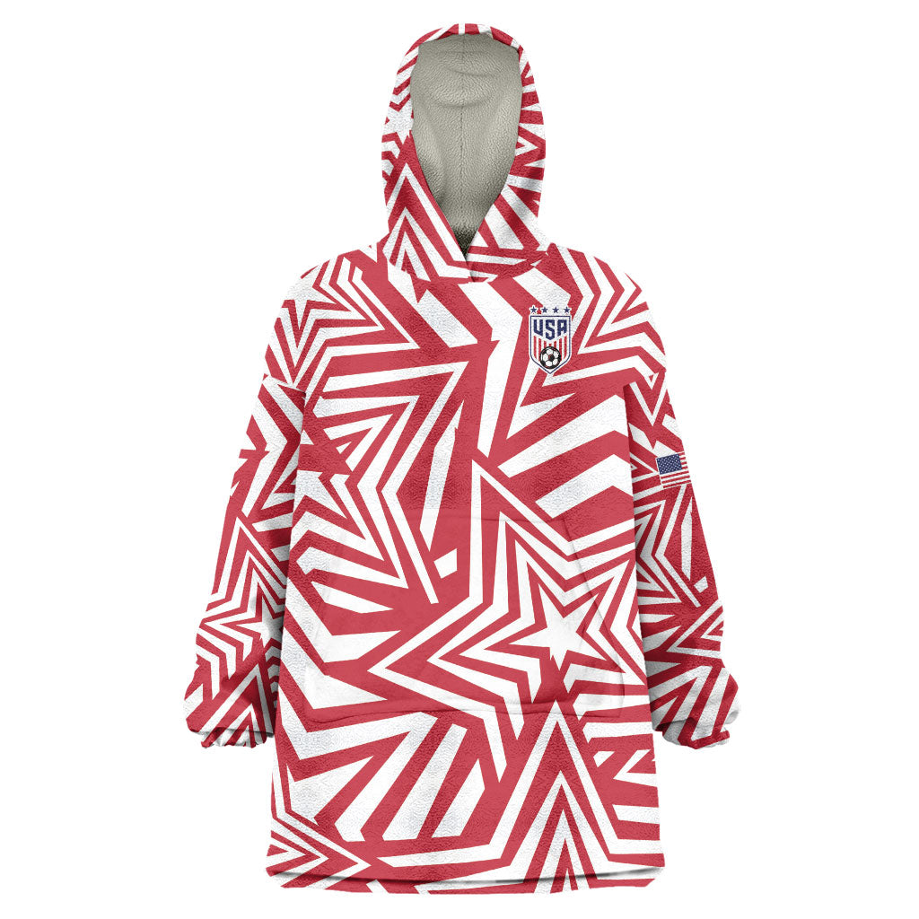 Custom Soccer 2026 USA Wearable Blanket Hoodie Red Star Stylized