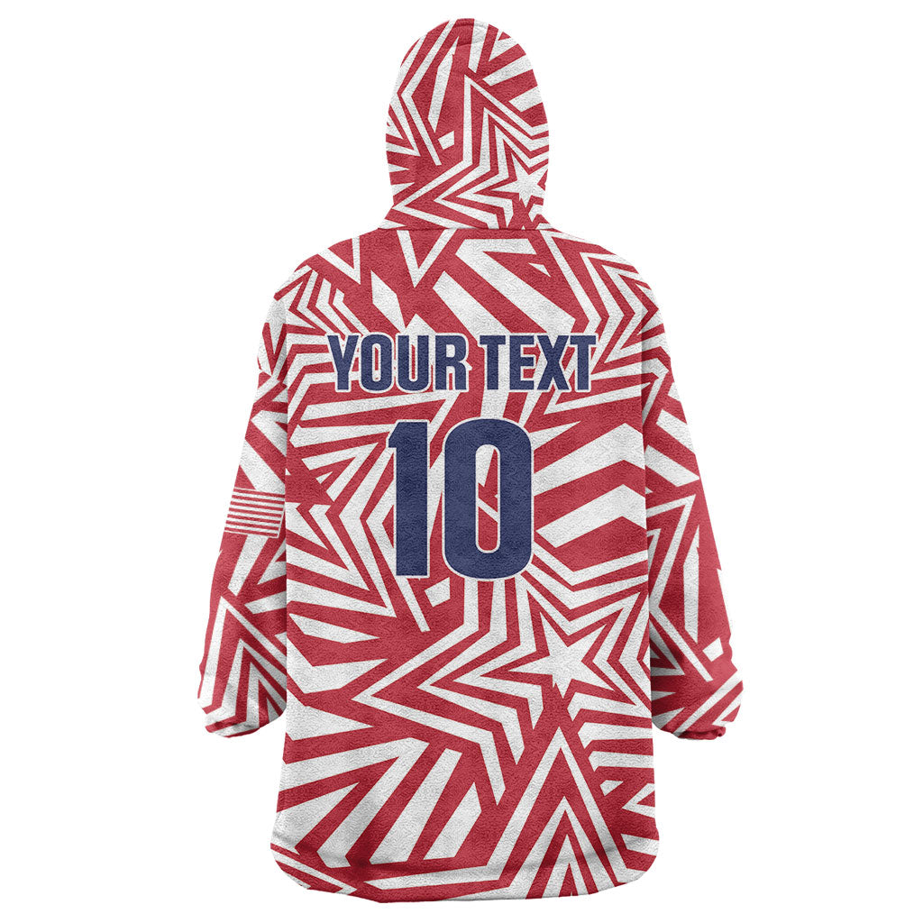 Custom Soccer 2026 USA Wearable Blanket Hoodie Red Star Stylized