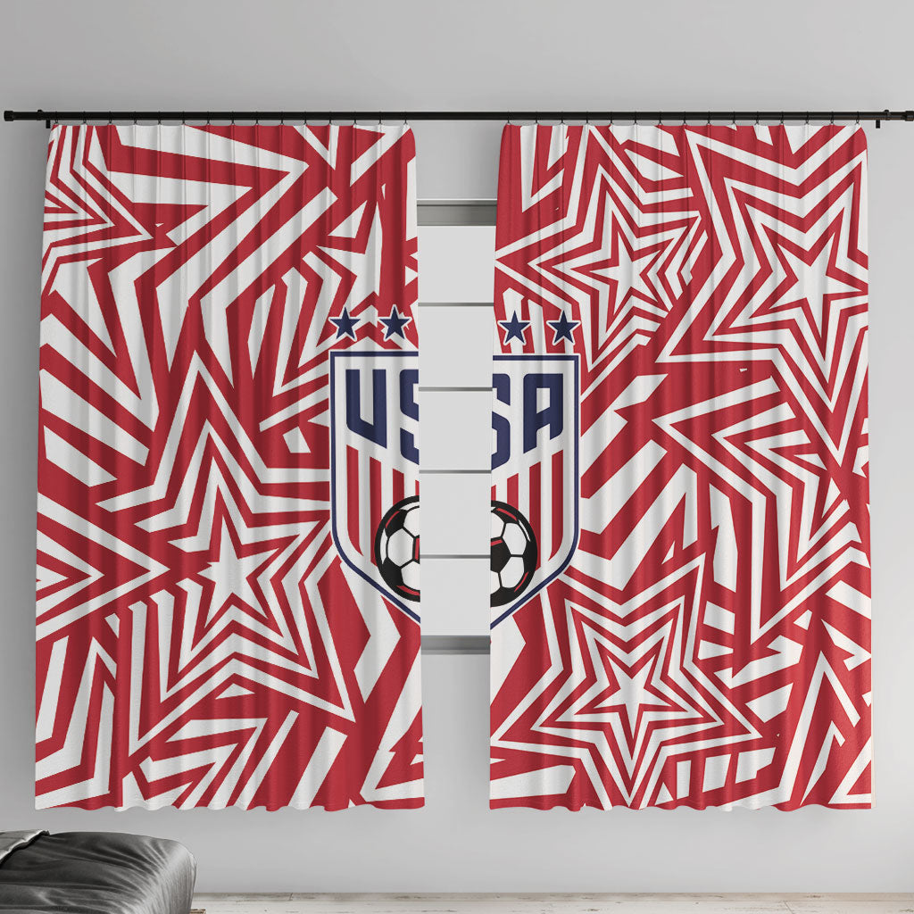 Soccer 2026 USA Window Curtain Red Star Stylized