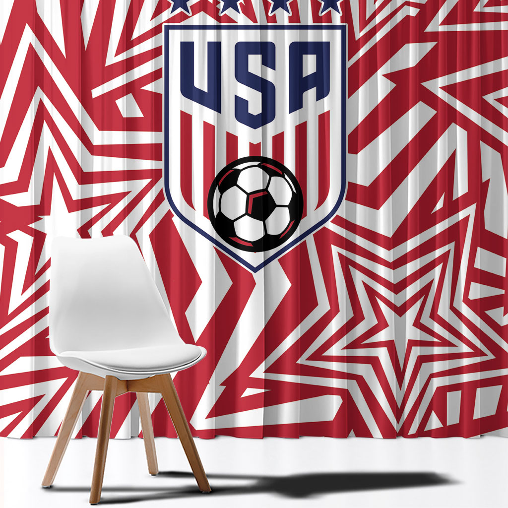 Soccer 2026 USA Window Curtain Red Star Stylized