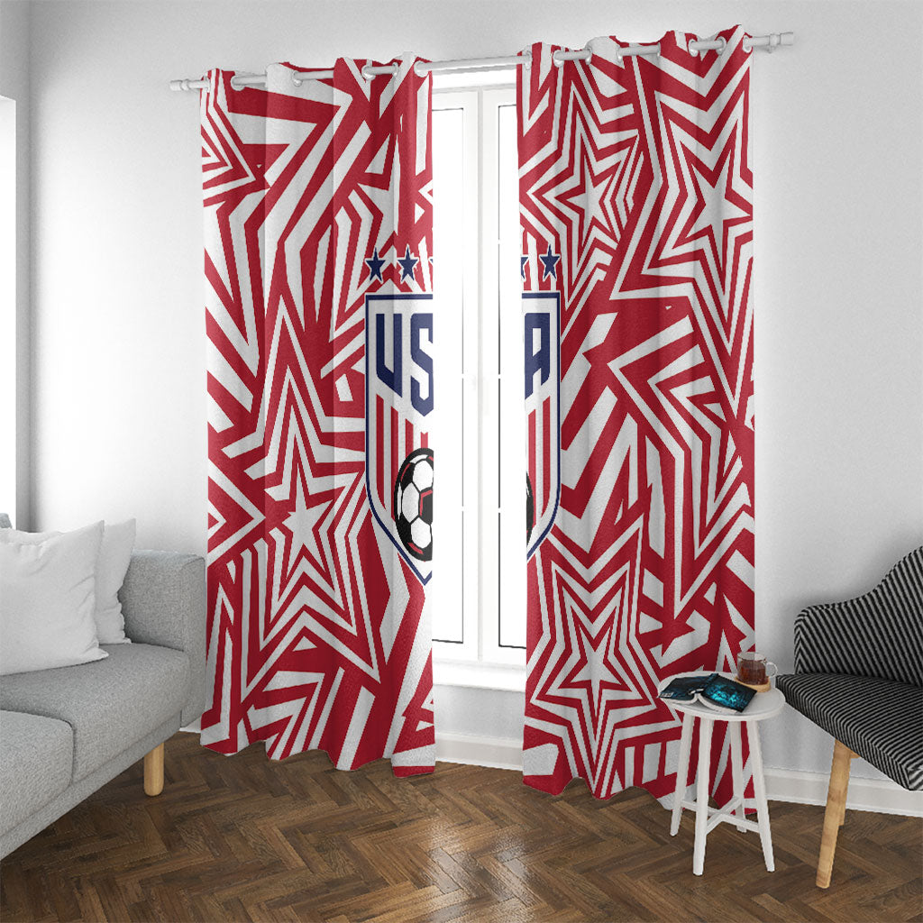 Soccer 2026 USA Window Curtain Red Star Stylized