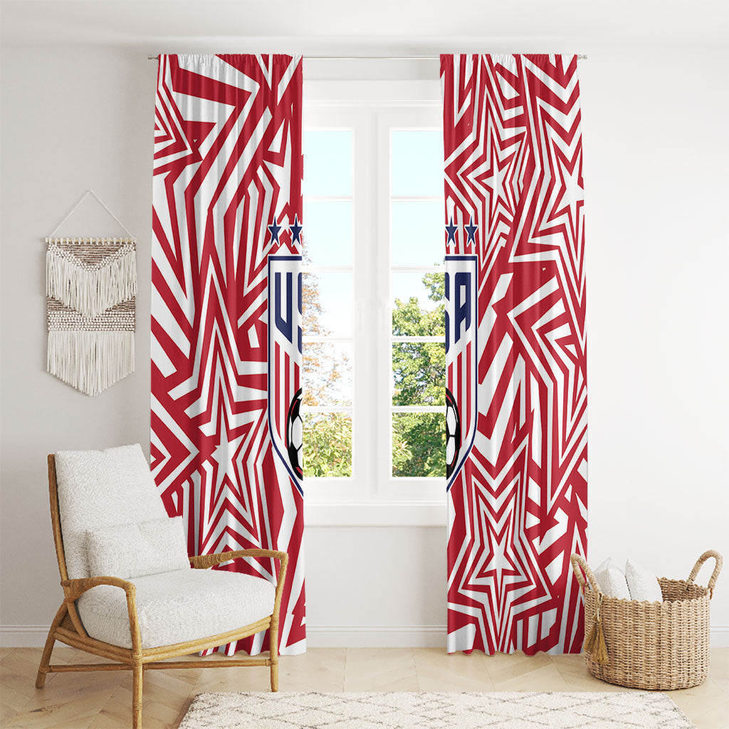 Soccer 2026 USA Window Curtain Red Star Stylized