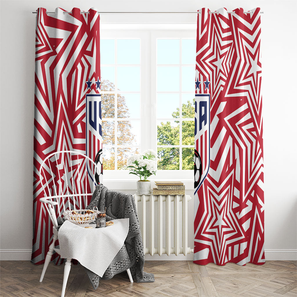 Soccer 2026 USA Window Curtain Red Star Stylized