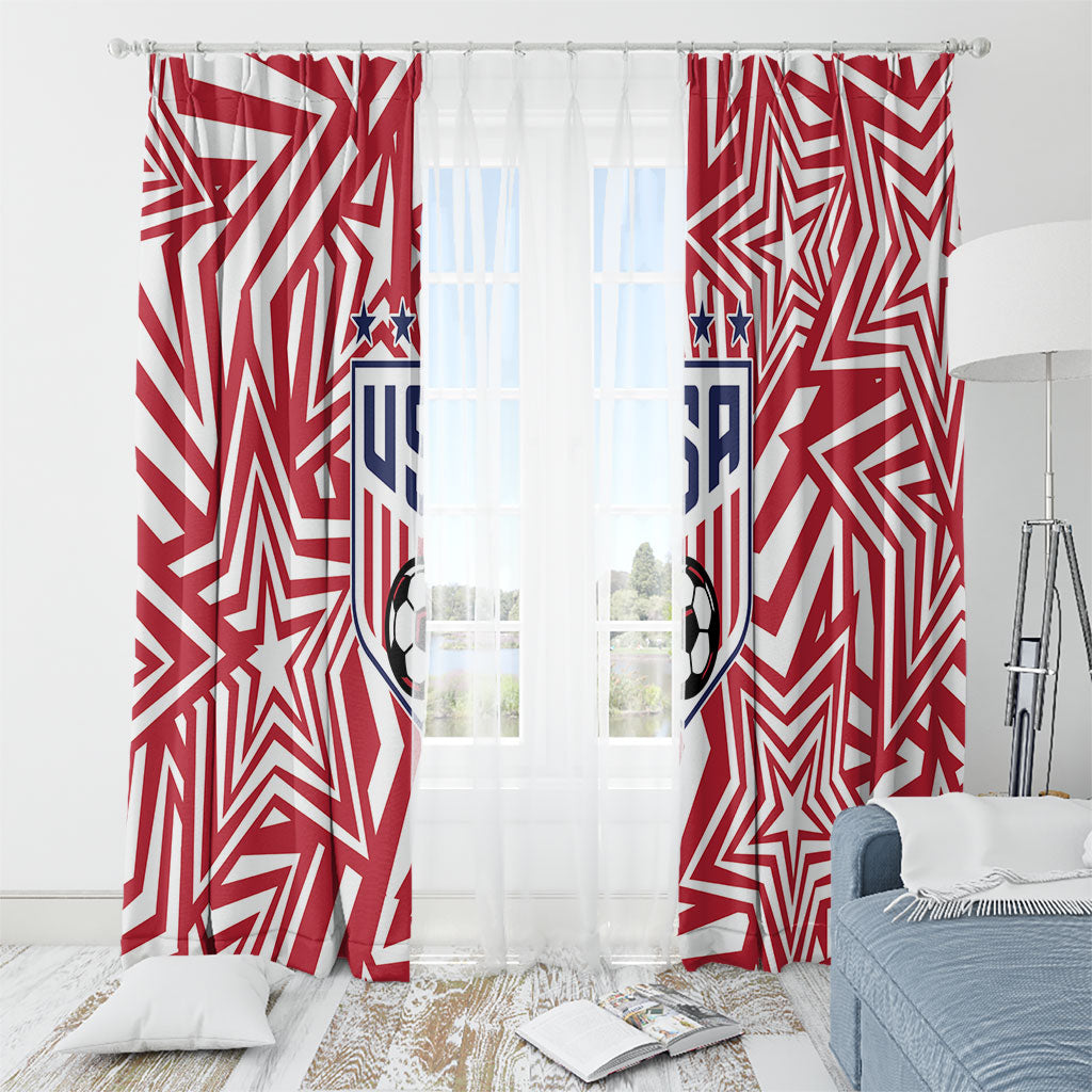 Soccer 2026 USA Window Curtain Red Star Stylized