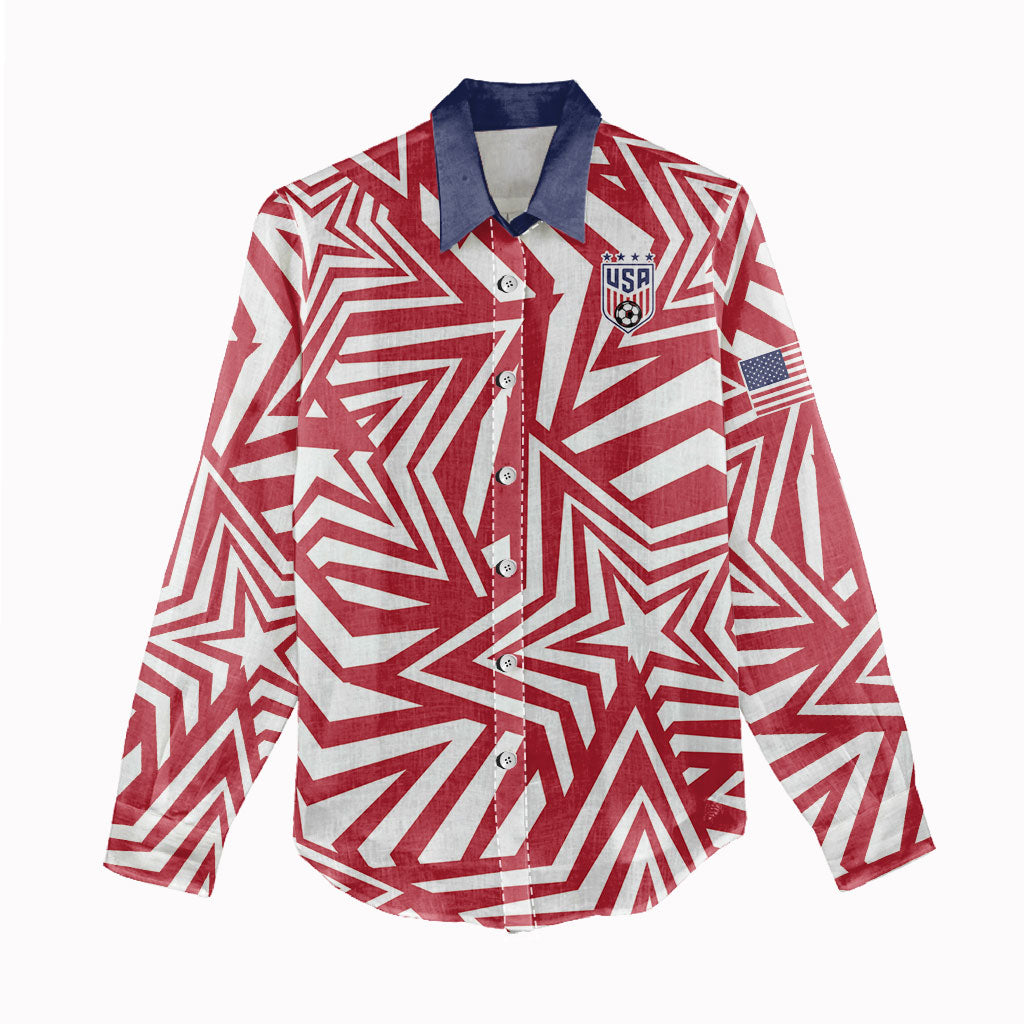 Custom Soccer 2026 USA Women Casual Shirt Red Star Stylized
