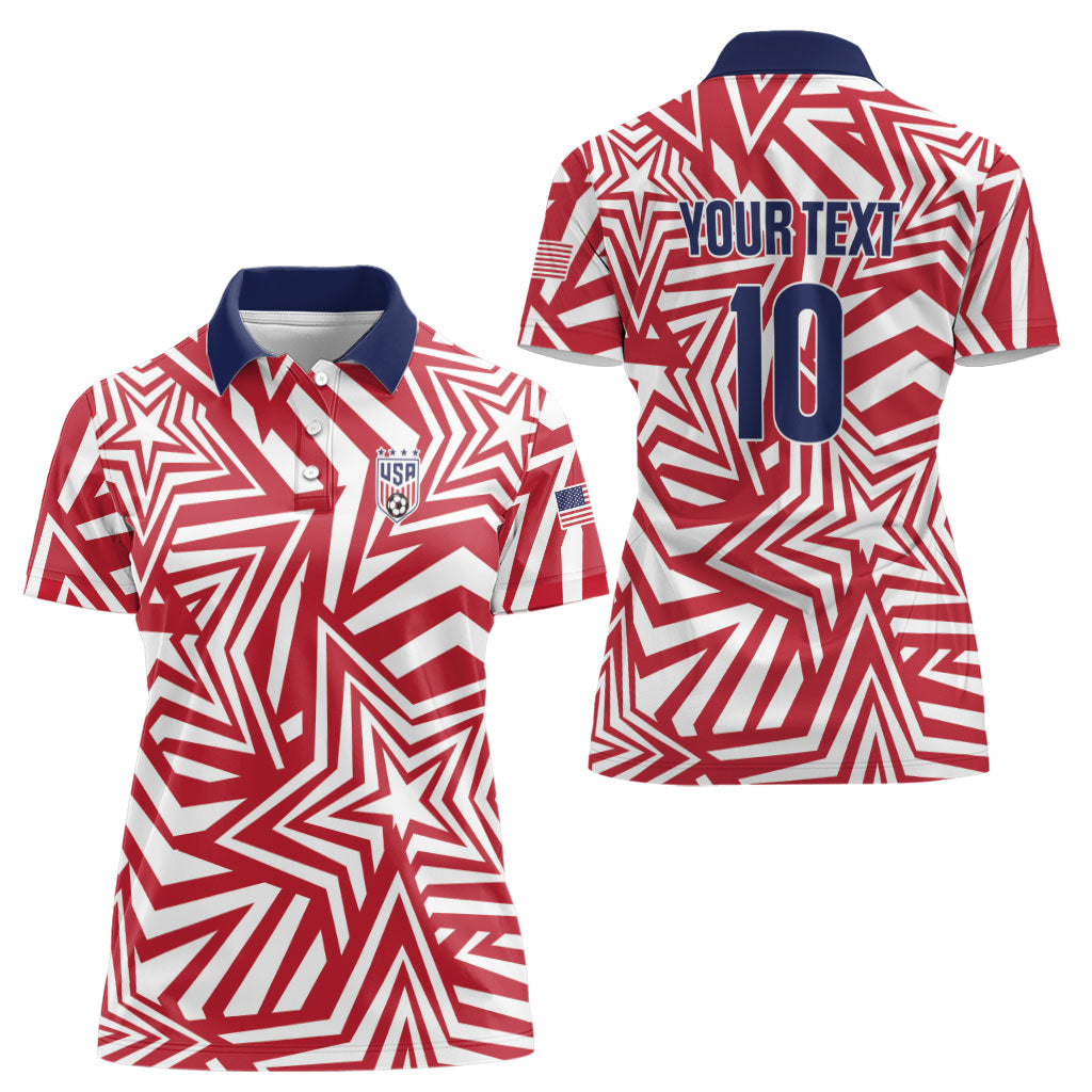 Custom Soccer 2026 USA Women Polo Shirt Red Star Stylized