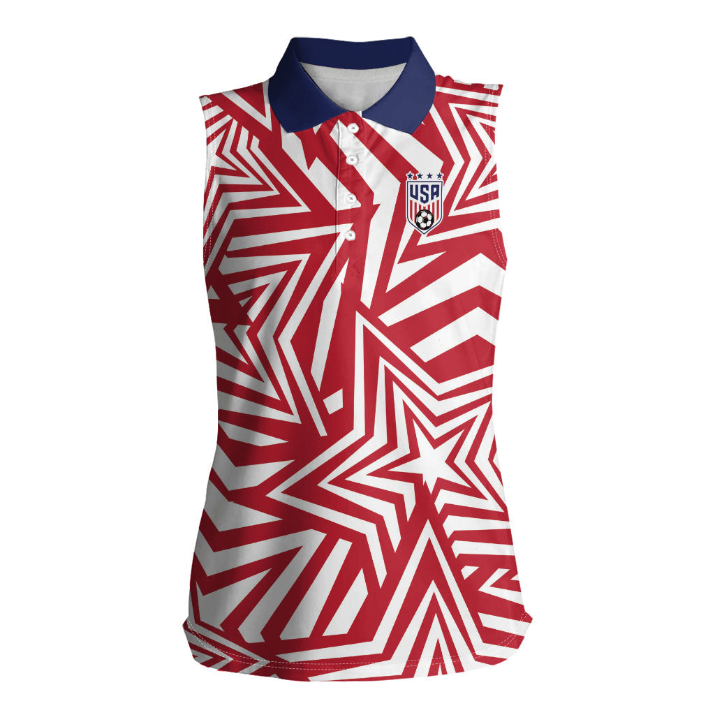 Custom Soccer 2026 USA Women Sleeveless Polo Shirt Red Star Stylized