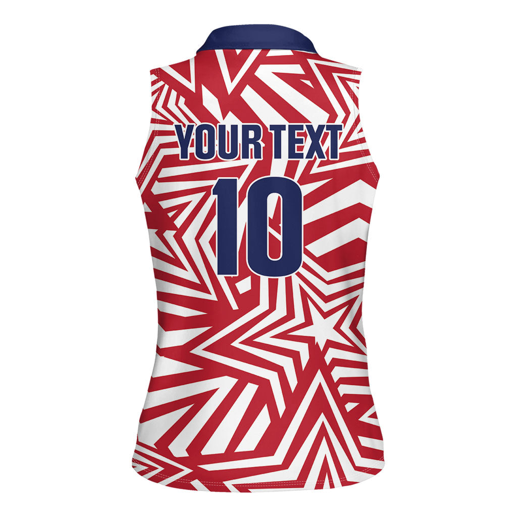 Custom Soccer 2026 USA Women Sleeveless Polo Shirt Red Star Stylized