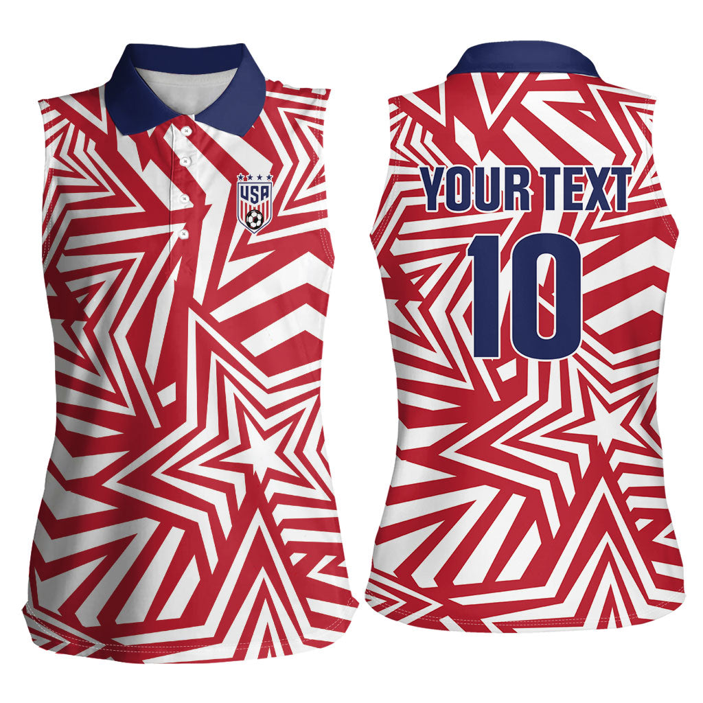 Custom Soccer 2026 USA Women Sleeveless Polo Shirt Red Star Stylized
