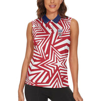 Custom Soccer 2026 USA Women Sleeveless Polo Shirt Red Star Stylized