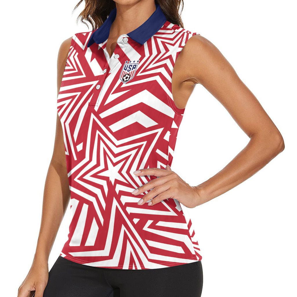 Custom Soccer 2026 USA Women Sleeveless Polo Shirt Red Star Stylized
