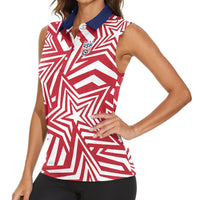 Custom Soccer 2026 USA Women Sleeveless Polo Shirt Red Star Stylized