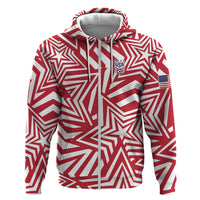 Custom Soccer 2026 USA Zip Hoodie Red Star Stylized