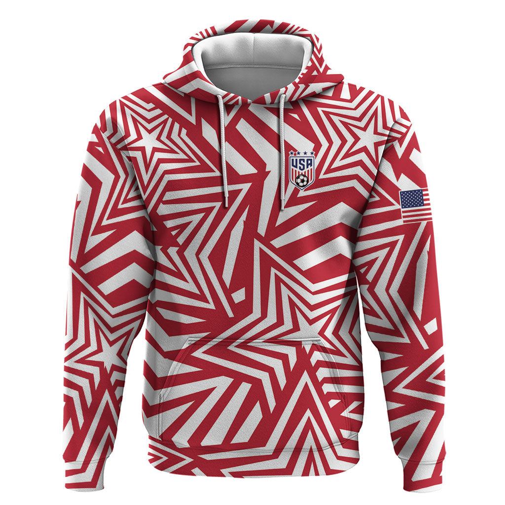 Custom Soccer 2026 USA Zip Hoodie Red Star Stylized