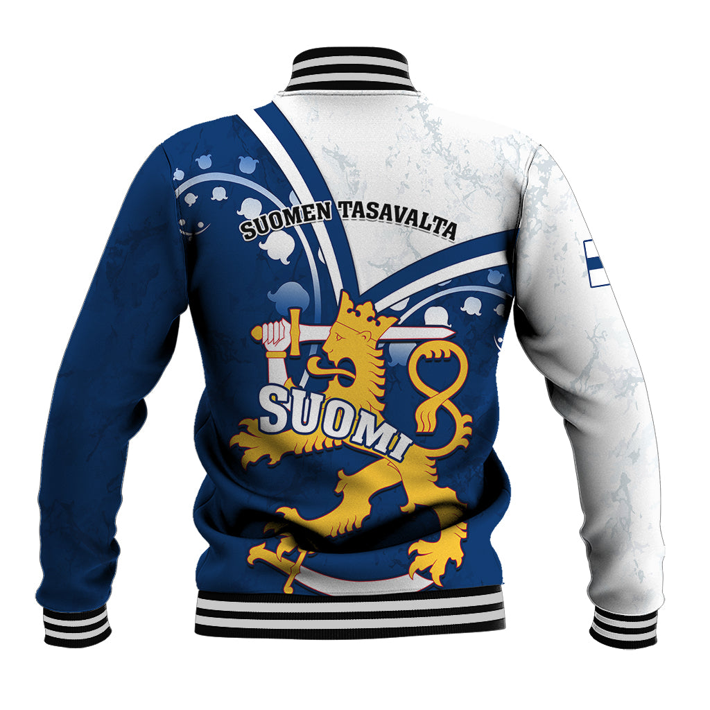 Finland Baseball Jacket Suomi Lion With Lily of the Valley - Wonder Print Shop